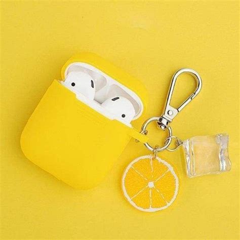 yellow airpod case  keychain   cute ipod cases earbuds