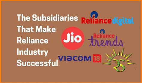 list  major subsidiaries  reliance industries reliance owned companies