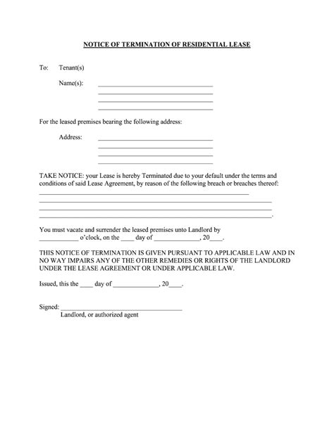 notice lease tenant form fill   sign printable  template