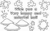 Holi Coloring Printable Happy Pages Kids Clipart Wishes Festival Card Greeting Print Celebrate Color Celebration Wish Name School Pdf Open sketch template
