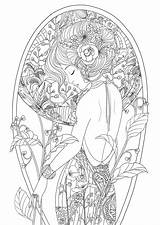 Coloring Pages Beautiful Adult Girl Adults Women Woman Color Beauty Coloriage Colouring Printable Sheets Colorier Mandala Books Kids Belle Stress sketch template