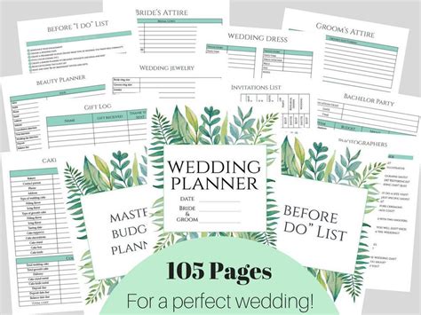 wedding planner printables   text  pages   perfect wedding