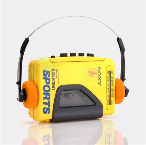 sony sports walkman wm af yellow amfm portable cassette player retrospekt