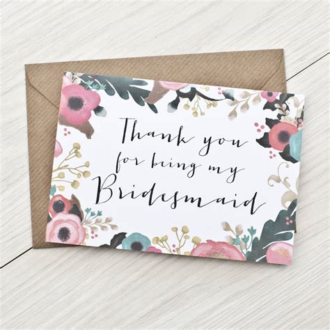 Bridesmaid Thank You Card By Emma Moore Illustration And Design