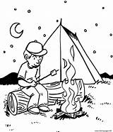 Camping Coloring Pages Camp Printable Sheet Campfire Preschool Evening Kids Fire Place Tent Book Sheets Colouring Summer Marshmallows Roasting Boy sketch template