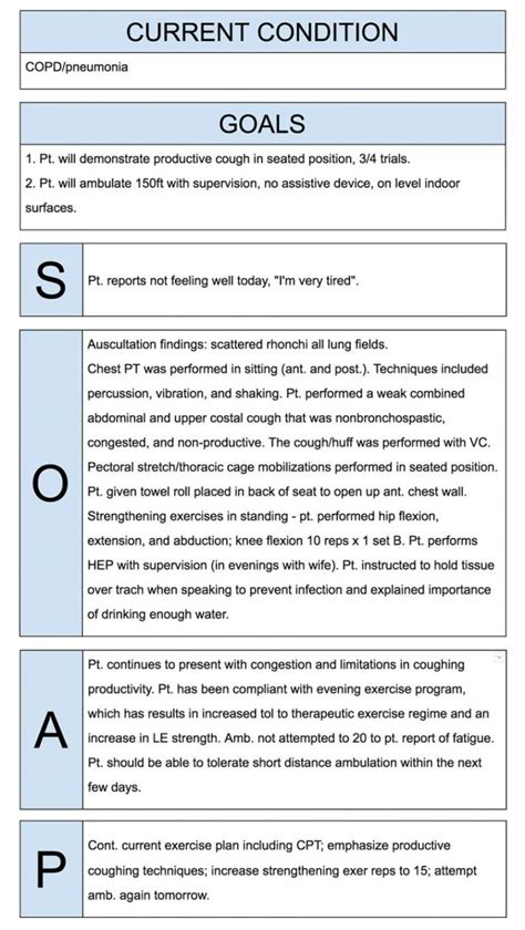 sample physical therapist soap notes  soap note notes ot