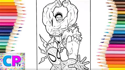 hulk  spiderman coloring pagesunexpected fight   bigest heroes