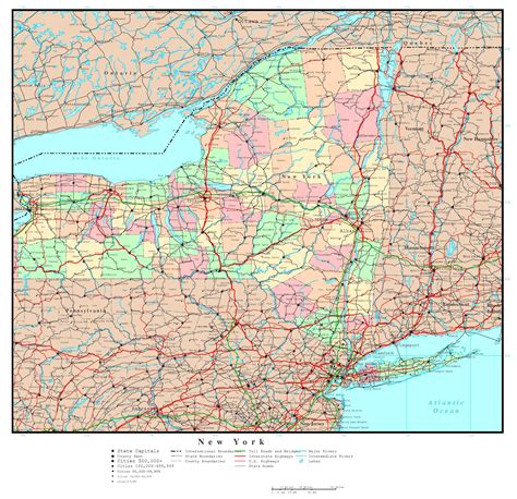 large detailed administrative map   york state  roads