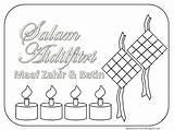 Raya Mewarna Kad Aidilfitri Lukisan Contoh Aktiviti Salam Mewarnai Sampul Fitri Idul Pertandingan Ketupat Duit Hitam Guru Keluarga Pelbagai Gempak sketch template