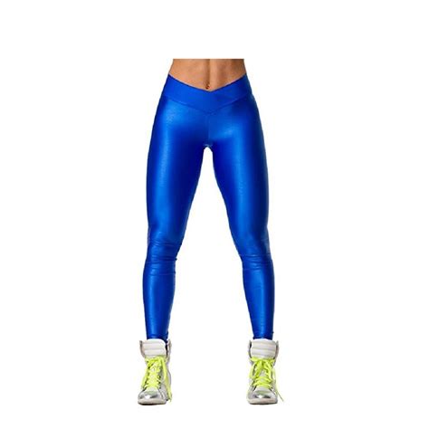 hupplle fashion neon stretch skinny shiny spandex leggings