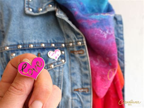 hot pink love heart enamel pin a cute and colourful hard
