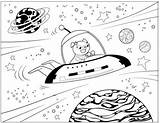 Astroblast Coloring Pages Kids Spaceship Sputnik sketch template