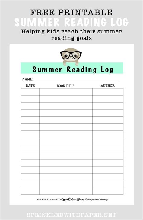 adorable  printable summer reading log  perfect