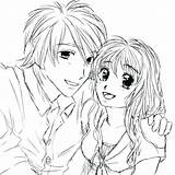 Anime Coloring Pages Couple Kissing Drawing Emo Sketch Color Couples Cute Drawings Manga Print Cuddling Printable Template Getcolorings Deviantart Fresh sketch template
