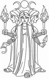 Coloring Hecate Pages Adult Gods Greek Books Goddess Urbanthreads Mandala sketch template