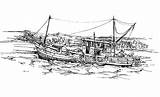 Traditional Fishing Boat Fisherman Coloring Pages sketch template