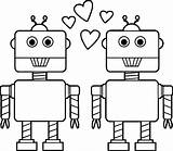 Robot Coloring Valentines Valentine Pages Clip Clipart Wecoloringpage Cute sketch template