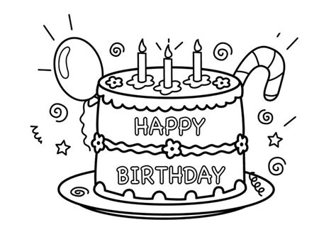 birthday cake coloring page  printable coloring pages  kids