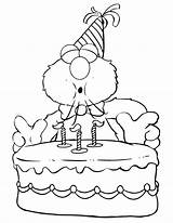 Elmo Coloring Birthday Pages Cake Sesame Street Candles Blows Happy Printable Popular sketch template