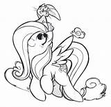 Fluttershy Coloring Pony Little Pages Color Play sketch template