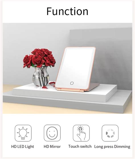 rechargeable touch sensor mini ipad shape makeup light mirror travel mirror  foldable