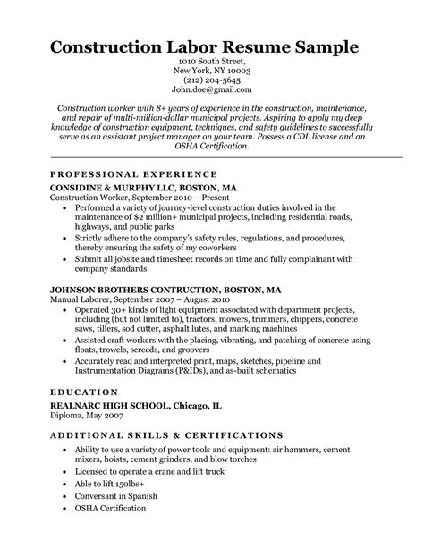 construction resume template  craigalameda blog