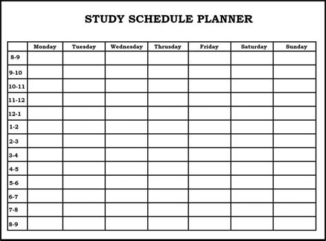 printable blank study plannercalendar template  word excel