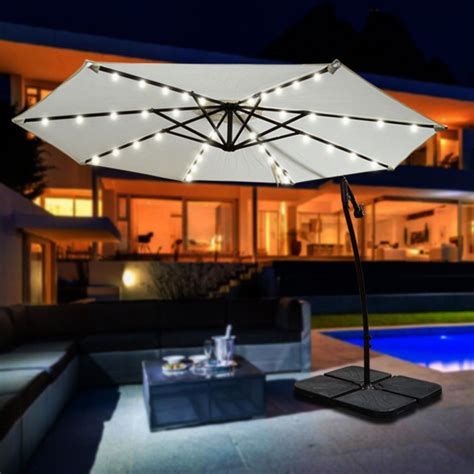 sunrise umbrella  ft cantilever offset solar  led lighted aluminum patio umbrella walmartcom