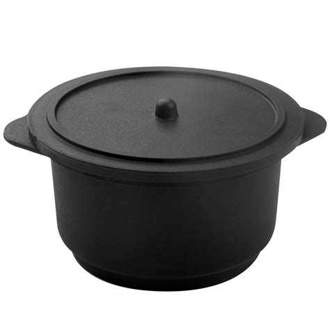 solia ps  oz black plastic cooking pot  lid case