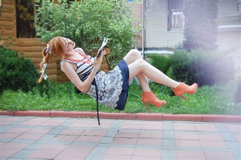 wallpaper women outdoors redhead legs dress books reading