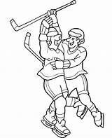 Hockey Gazon Coloriage Joueur Disegno Celebrating Chandail Colorier sketch template