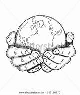 Earth Drawing Holding Hands Hand Globe Drawings Sketches Coloring Sketch Pages Planet Vector Save Pencil Stock Draw Easy Peace Cute sketch template