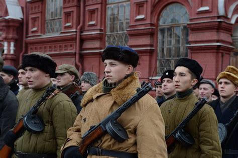 Russian Soldiers Prepare To Parade In Red Square In Moscow Editorial
