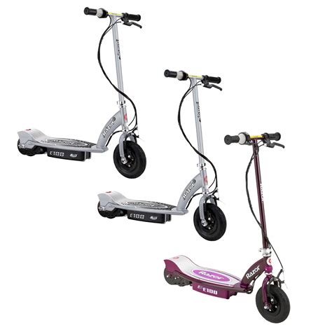 razor  motorized rechargeable electric scooter bundle  purple  silver walmartcom