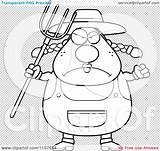 Farmer Clipart Coloring Pitchfork Plump Female Transparent Outlined Vector Cartoon Background Thoman Cory Clip sketch template