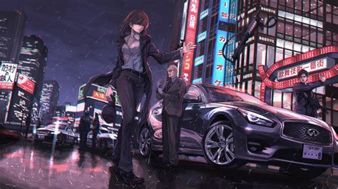 wallpaper anime girls water rain weapon tie performance car supercar screenshot land