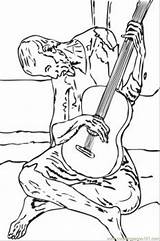 Picasso Coloring Pages Pablo Blue Guitar Printable Guitarist Old Para Paintings Drawing Painting Color Supercoloring Cuadros Cubism Three Arte Famous sketch template