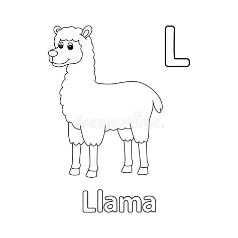 llama alphabet abc coloring page  stock vector illustration
