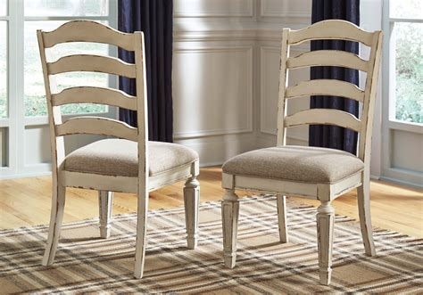 realyn  chipped white upholstered dining chairs cincinnati overstock