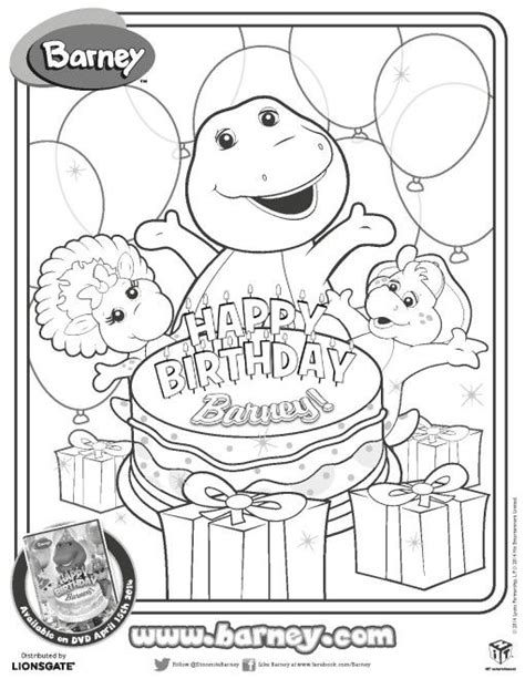 happy birthday barney coloring sheet birthday coloring pages barney