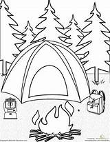 Camping Preschool Coloring sketch template