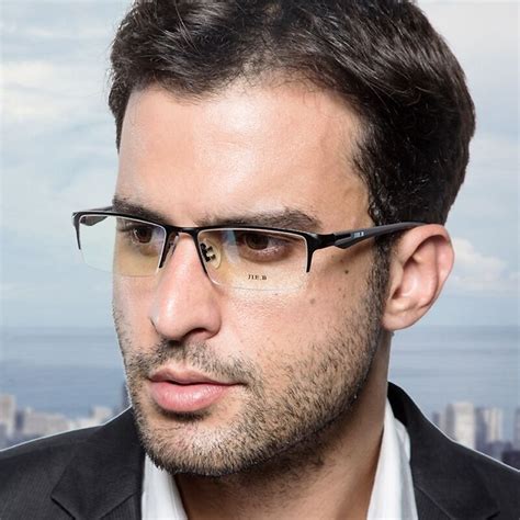 designer mens titanium eyeglass frames glasses half rimless flexible