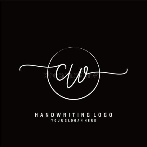 cw initial handwriting logo design stock vector illustration  concept party