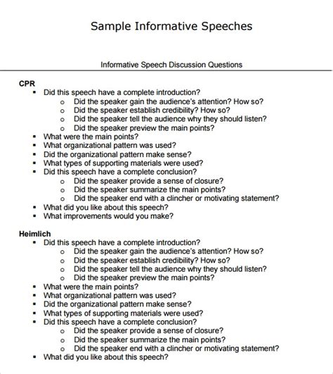 sample informative speech   ms word