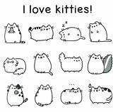 Pusheen Coloring Pages Cat Print Kitties Summer sketch template