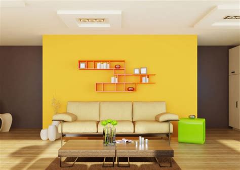 interior rumah minimalis perpaduan warna kuning