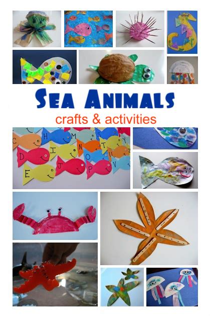 sea animal crafts activities  time  flash cards