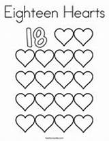 Coloring Number 18 Eighteen Hearts Pages Printable Numbers Heart Sheets Twistynoodle Noodle Worksheets Color Mini Twisty Getcolorings Choose Board Change sketch template