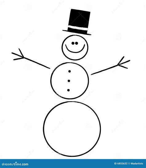 simple stick snowman stock photography image