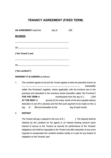 tenancy agreement templates   edit print  sign